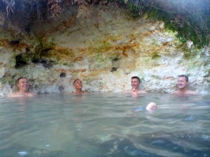 Pic 7 The boys soaking in a geothermal pool - Heaven!