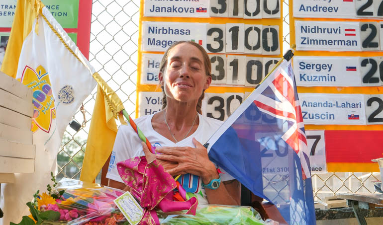 Woman Holding Flags
