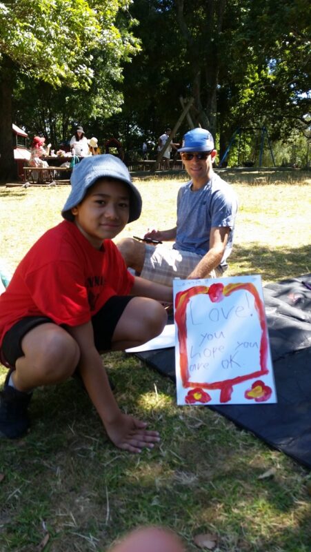 Two boys with their painting