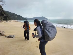 Travelers in a beach