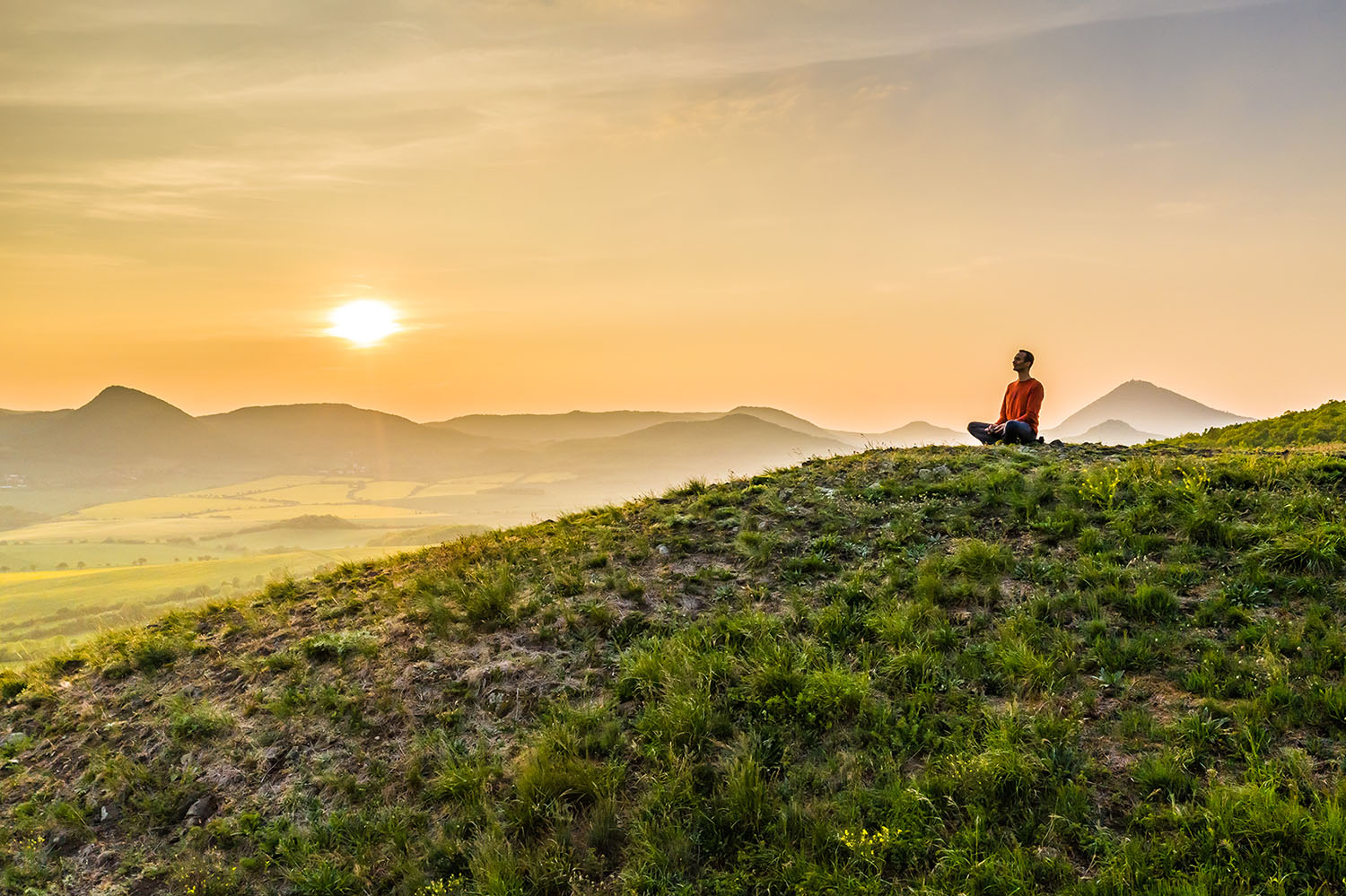 Man Meditating In Divine Nature